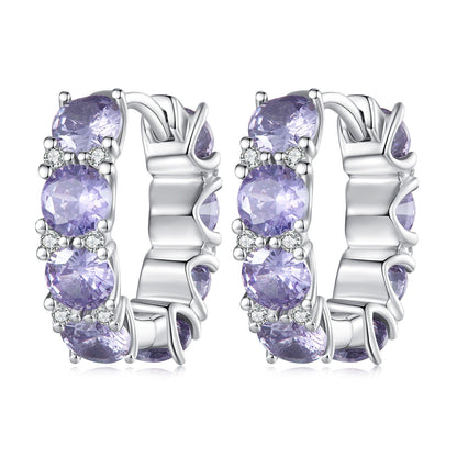 925 Sterling Silver Earrings with Pavé Setting and Plated Platinum for Women