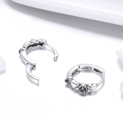 925 Sterling Silver Earrings with Pavé Setting CZ, 1.1*0.3cm