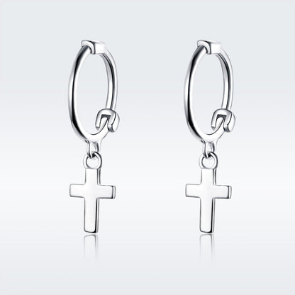 925 Sterling Silver Earrings Plated Platinum 1.9*0.5cm for Women