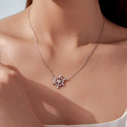 925 Sterling Silver White Gold Plated 1.8x1.9cm CZ Pendant Necklace for Women
