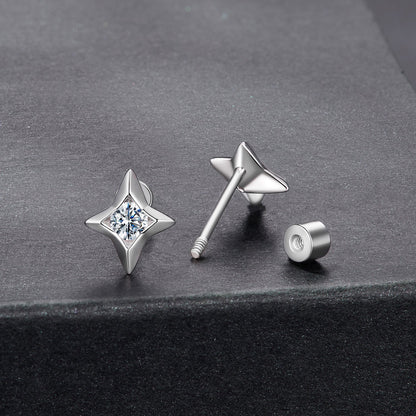 925 Sterling Silver Moissanite Earrings 0.8cm for Women