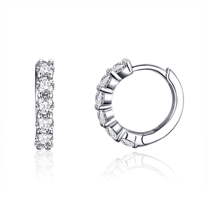 925 Sterling Silver Earrings with Pavé CZ in Platinum Plating, 1.6 x 0.3 cm for Women