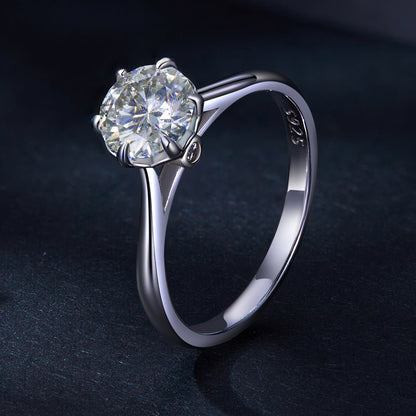 925 Sterling Silver Moissanite 1 Carat Ring Size 6 for Women