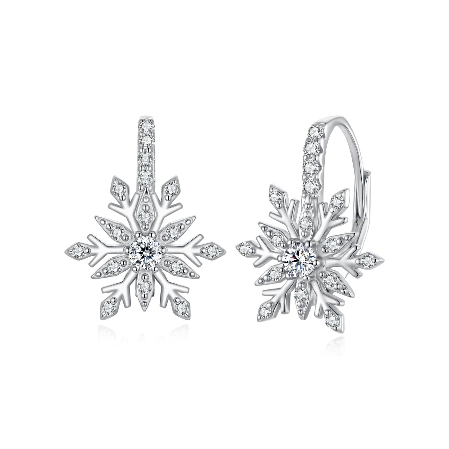 925 Sterling Silver Earrings with Pavé Setting CZ in White Gold for Women