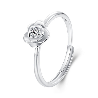 925 Sterling Silver White Gold Plated Moissanite Ring Size E for Women