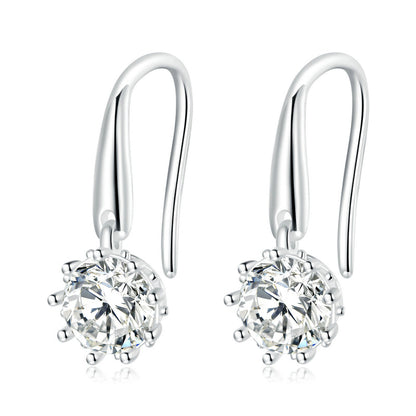 925 Sterling Silver Earrings with Pavé Setting and Platinum Plating