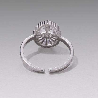 925 Sterling Silver Ring with Transparent Glass & Nano Opal, Width 0.18cm, Style E, for Women