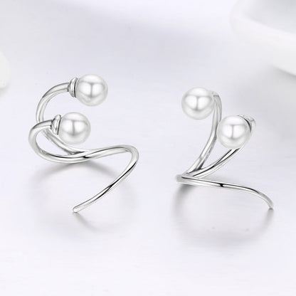 925 Sterling Silver Oxidized Earrings with Shell Pearl for Women