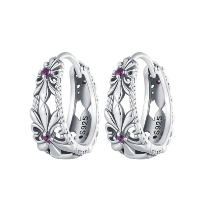 925 Sterling Silver Earrings with Pavé Setting and Oxidized Finish
