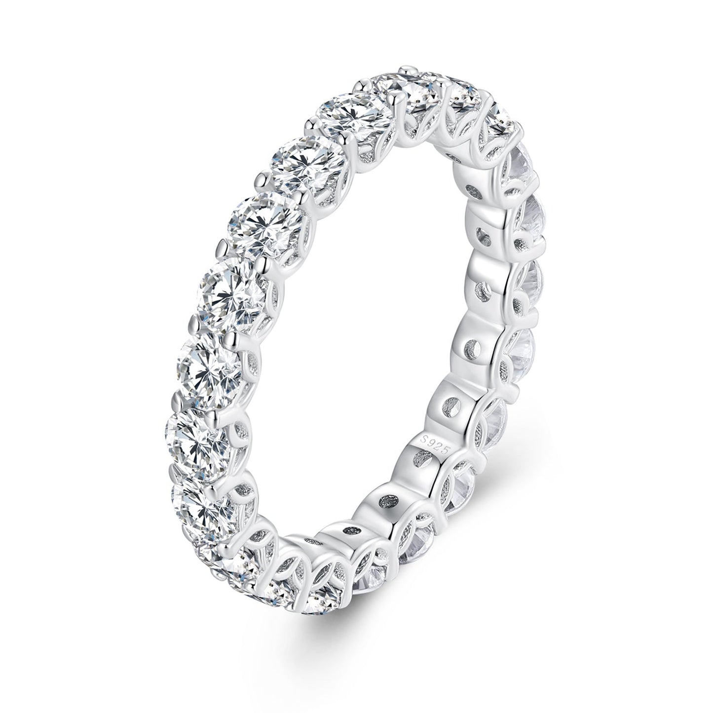925 Sterling Silver 3mm Moissanite Ring for Women Size 6