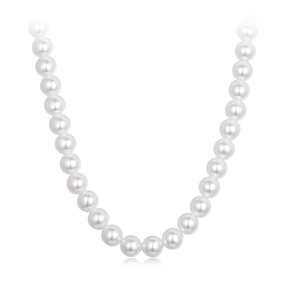 925 Sterling Silver White Gold Plated 39-45.5cm Quality Shell Pearl Necklace for Women