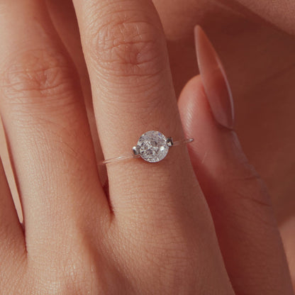 925 Sterling Silver White Gold Plated CZ Ring Size 6 for Women