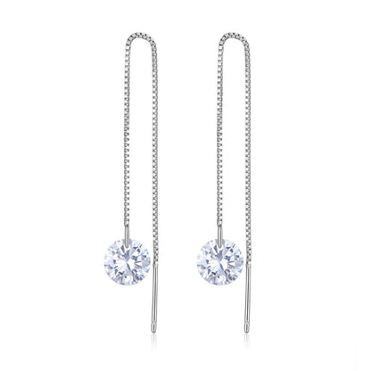 925 Sterling Silver Earrings with 0.8cm Main Stone and CZ for Women