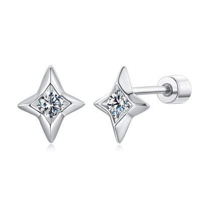 925 Sterling Silver Moissanite Earrings 0.8cm for Women