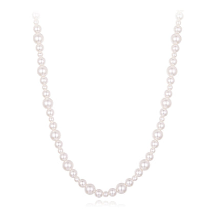 925 Sterling Silver White Gold Plated Necklace with Synthetic Pearls for Women
