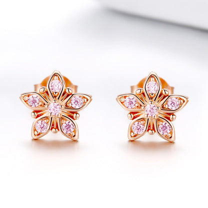 925 Sterling Silver Rose Gold Plated Pavé Setting CZ Earrings