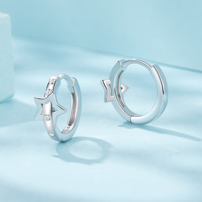 925 Sterling Silver & White Gold Earrings with Pavé Setting CZ - 12x6mm for Women