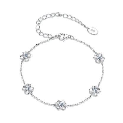 925 Sterling Silver 0.1 Carat Moissanite Bracelet for Women