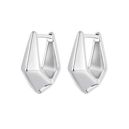 925 Sterling Silver White Gold Plated Earrings 14x6.5mm for Women