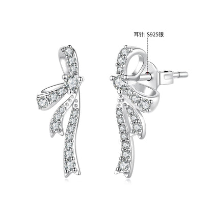 925 Silver White Gold Plated CZ Pavé 1.7 x 0.7 cm Earrings for Women