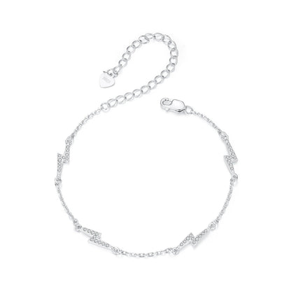 925 Sterling Silver Pave Setting CZ Bracelet with White Gold Plating