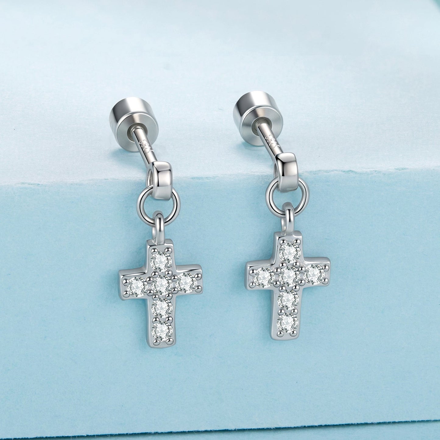 925 Sterling Silver White Gold Plated Pavé Setting CZ Earrings for Women