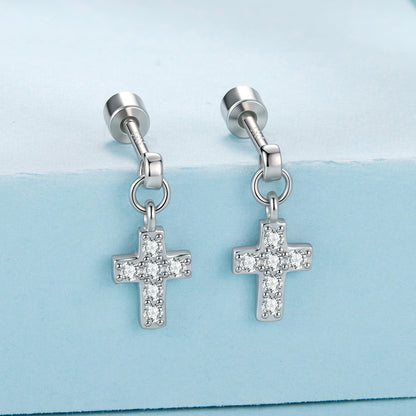 925 Sterling Silver White Gold Plated Pavé Setting CZ Earrings for Women