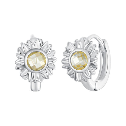 925 Sterling Silver Earrings with Transparent Glass, 12x9mm Size for Women