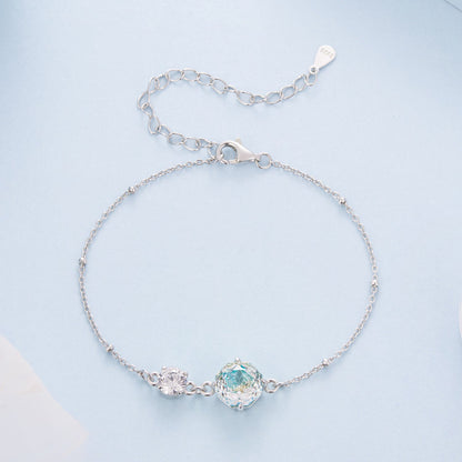925 Sterling Silver 0.8cm CZ White Gold Plated Bracelet for Women