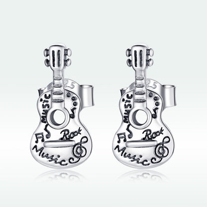 925 Sterling Silver & Oxidized Silver Earrings for Women - 1.3*0.6cm