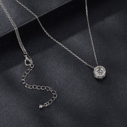925 Sterling Silver Moissanite Necklace 40+5cm with Pavé Setting for Women