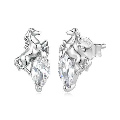 925 Sterling Silver White Gold Plated 1.2 x 0.7 cm Pavé CZ Earrings for Women