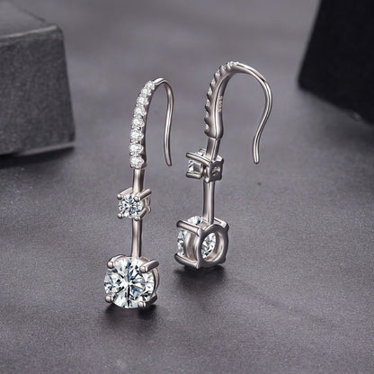 925 Sterling Silver Moissanite 1.00 Carat Earrings for Women