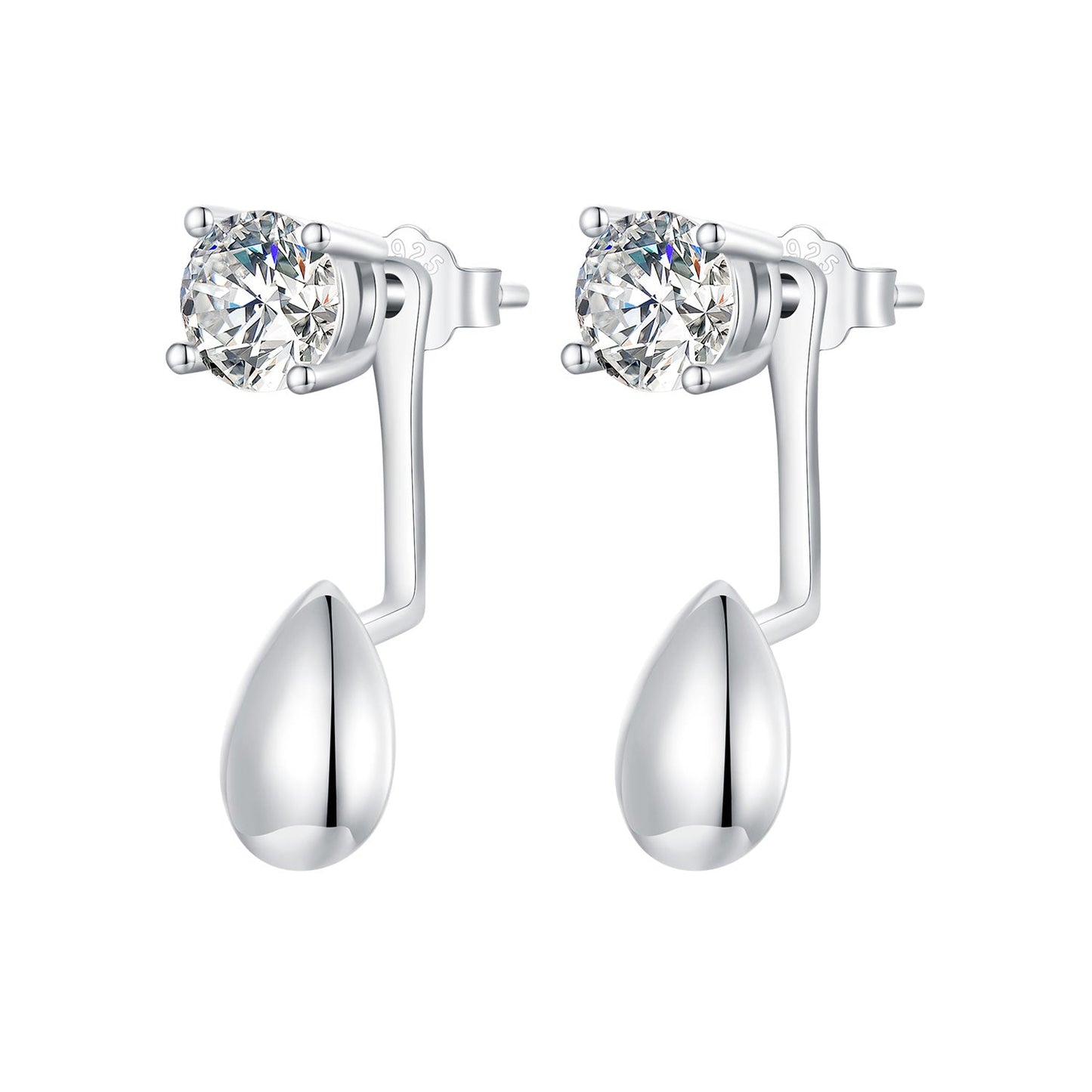 925 Sterling Silver Plated White Gold Earrings with Pavé Setting CZ