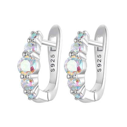 925 Sterling Silver Earrings with CZ in Pavé Setting, 12x3mm, for Women