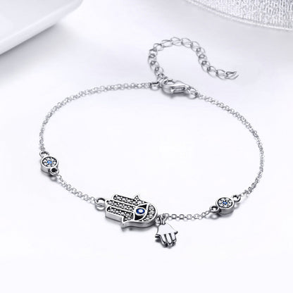 925 Sterling Silver Bracelet 21cm Long with 1.0*1.7cm Charms for Women