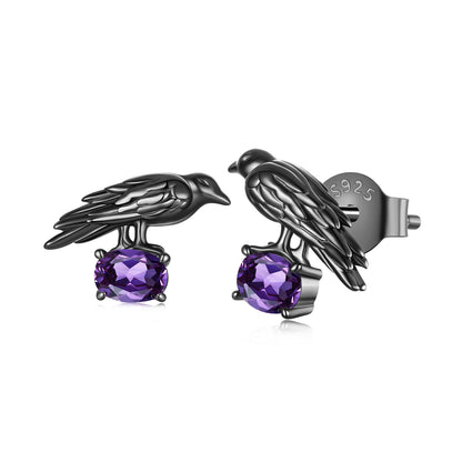 925 Sterling Silver Earrings with Pavé Setting CZ in Black Gold - Size 0.8*1.1cm for Women