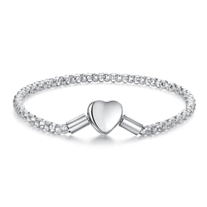 925 Sterling Silver Bracelet 17cm Heart-shaped 1.0cm for Women