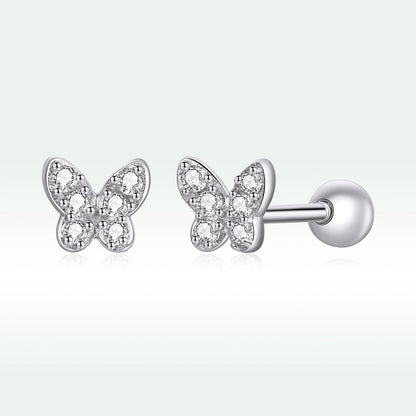 925 Sterling Silver Earrings with CZ in Pavé Setting - 0.4*0.5cm - Women