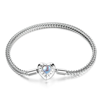 925 Sterling Silver Moonstone Bracelet 17cm for Women
