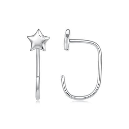 925 Sterling Silver Brass Earrings with White Gold Plating 1.4cm for Women