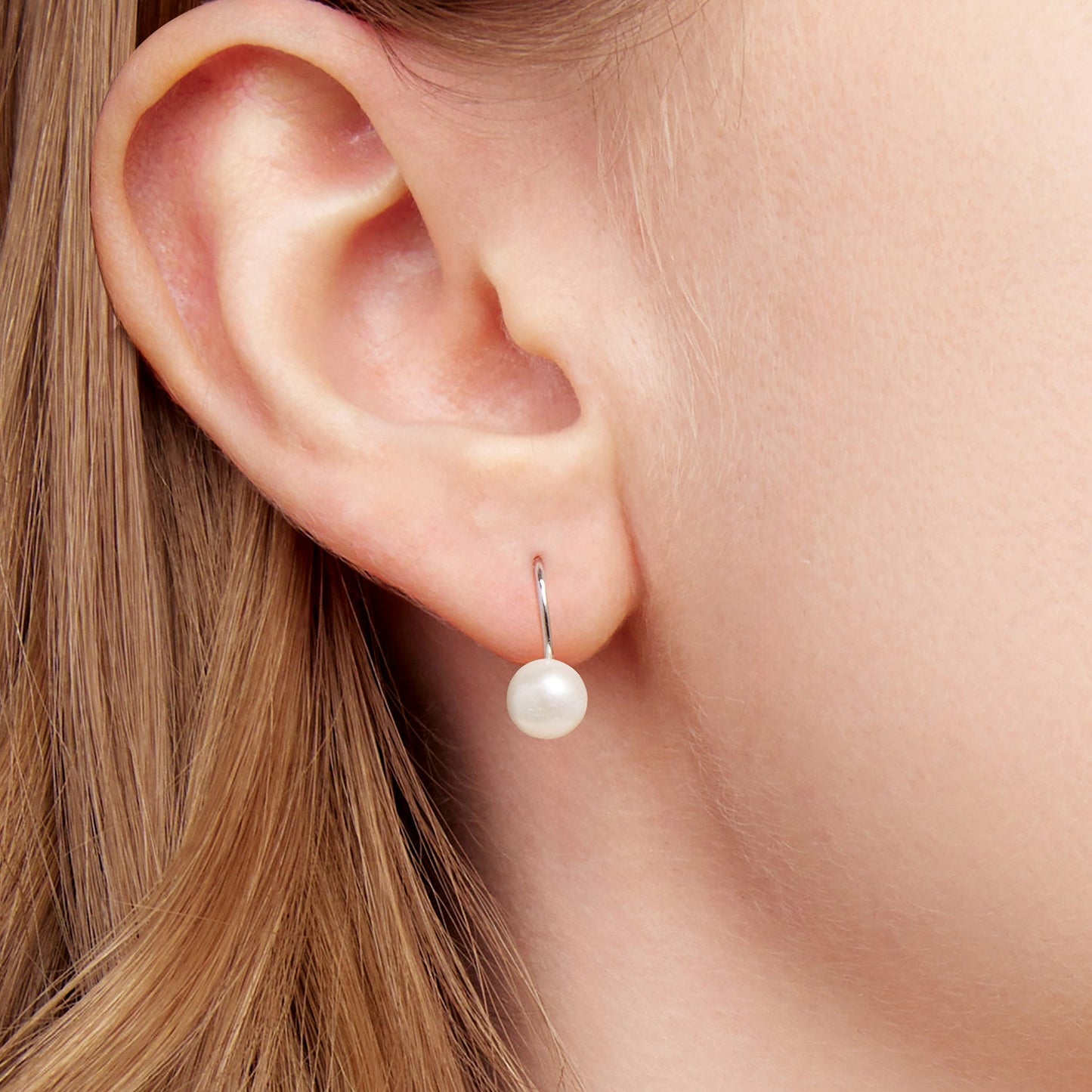 925 Sterling Silver White Gold Plated Freshwater Pearl Earrings for Women