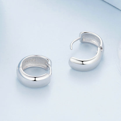 925 Sterling Silver Platinum Plated Earrings 11x5mm for Women