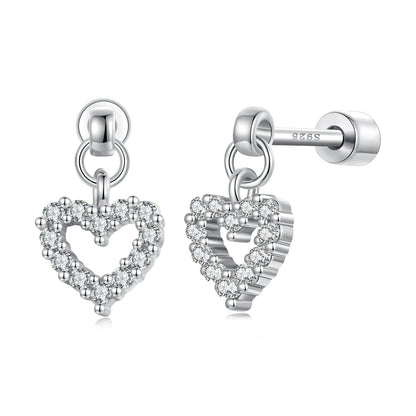 925 Sterling Silver White Gold Plated Pavé CZ Earrings