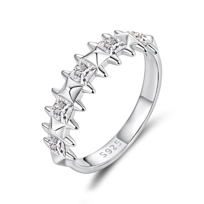 925 Sterling Silver 0.24cm White Gold Plated Ring with CZ for Women Size 6