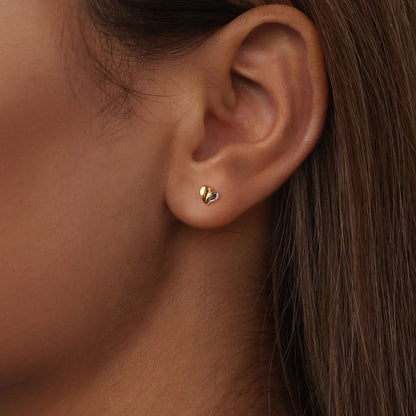 925 Sterling Silver & Plated Gold Earrings for Women - 0.5*0.6cm
