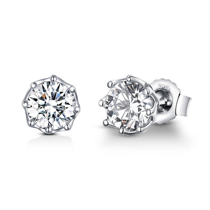 925 Sterling Silver Plated Platinum 0.6cm CZ Earrings
