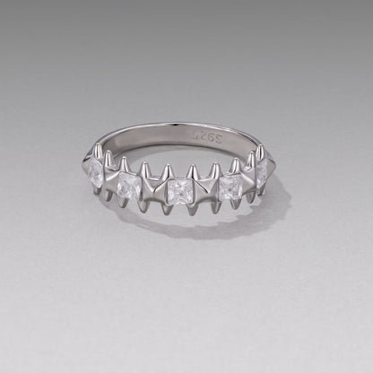 925 Sterling Silver 0.24cm White Gold Plated Ring with CZ for Women Size 6