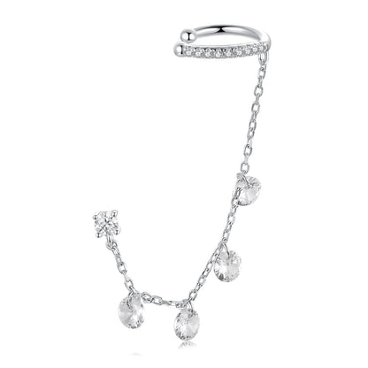 925 Sterling Silver Earrings with Pave Setting CZ - White Gold Plated for Women