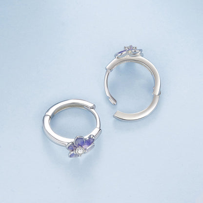 925 Sterling Silver White Gold Plated Enamel CZ Hoop Earrings for Women